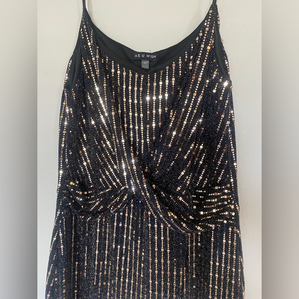 AS U WISH Black & Gold Sequin Dress - Picture 3 of 4
